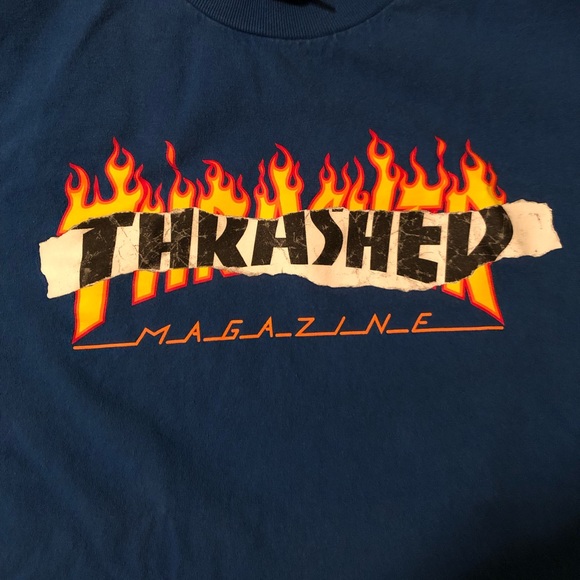 Thrasher Blue Graphic Logo T-Shirt - Picture 4 of 5